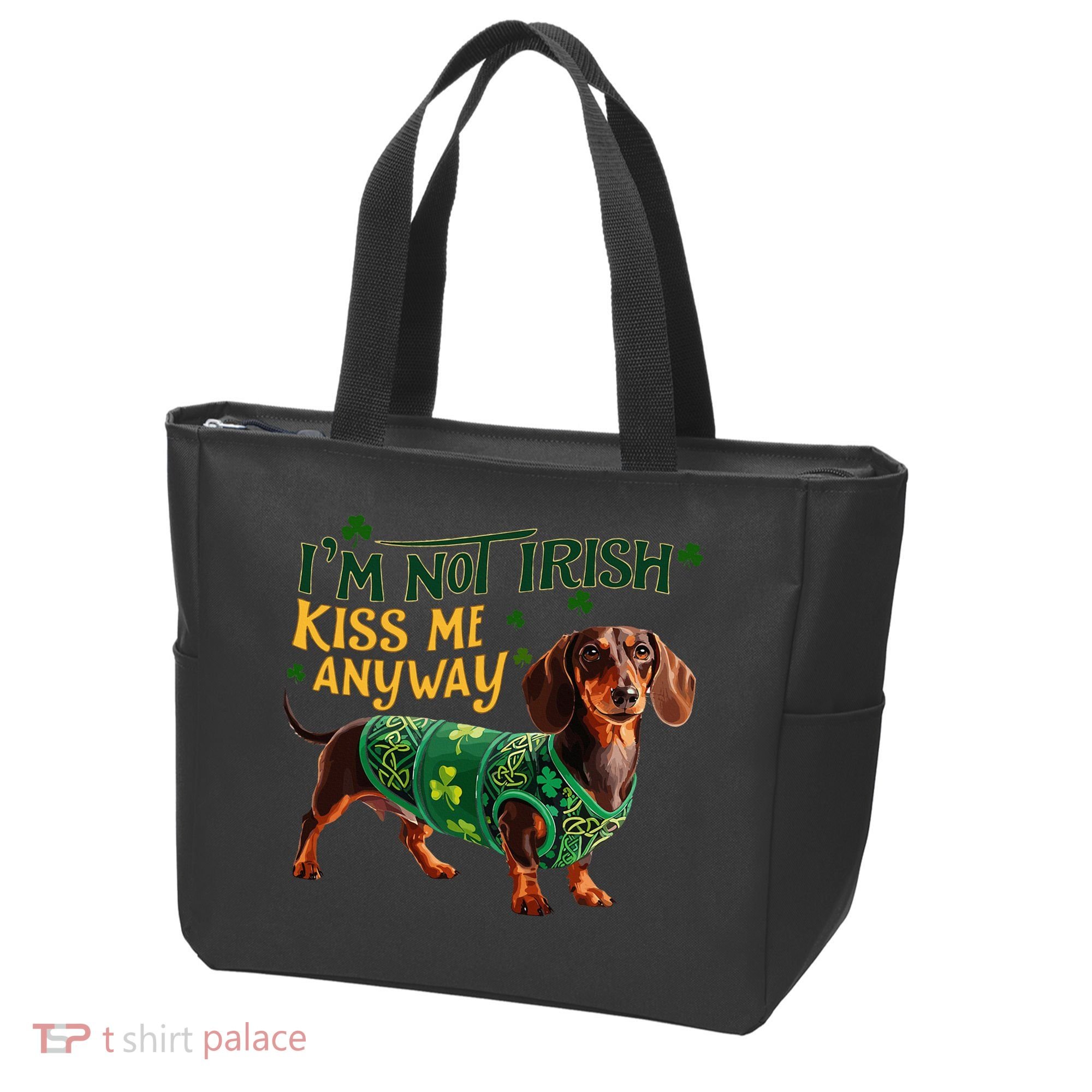 IM Not Irish But Kiss Me Anyway Dachshund St. Patrick Day Tote Bag