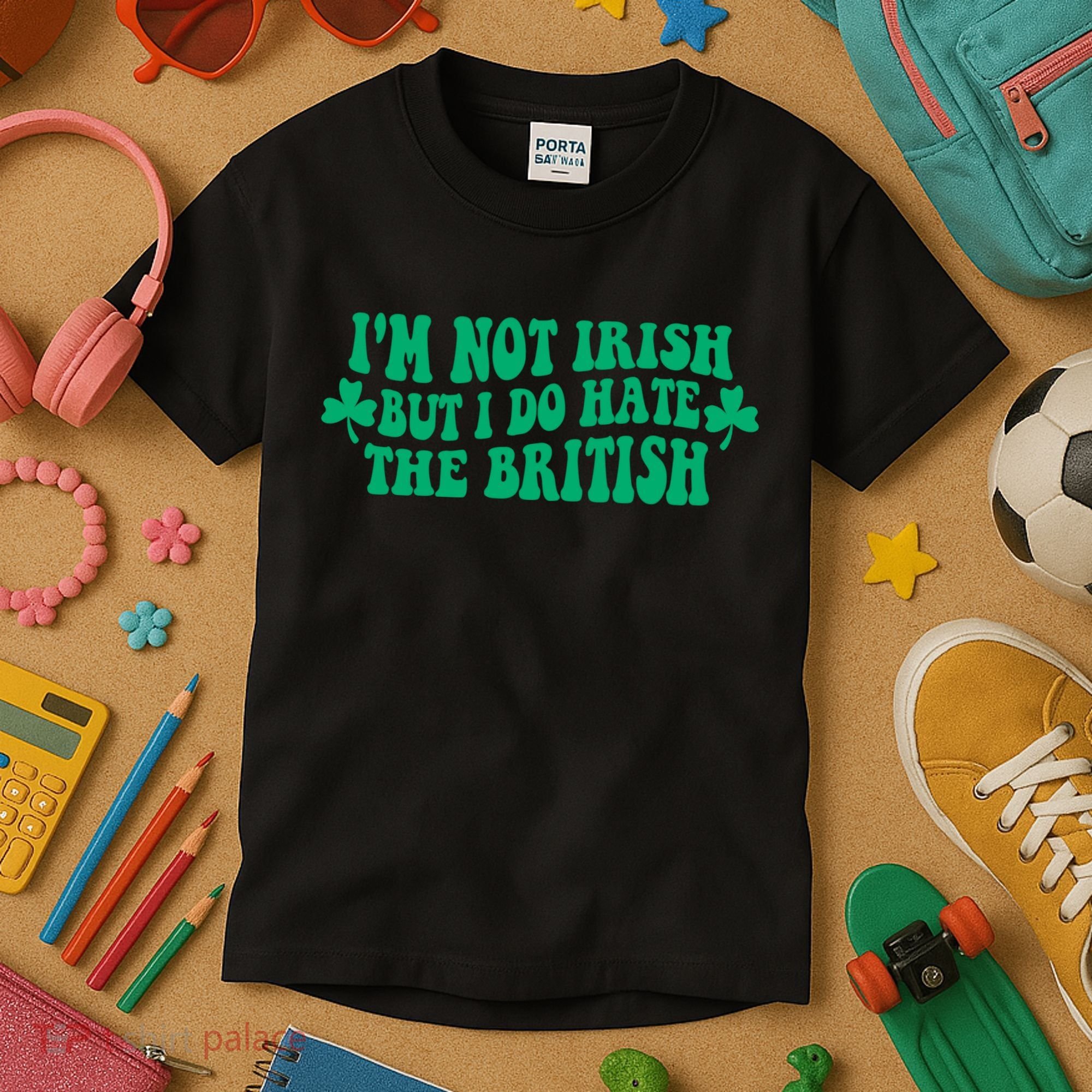 I’m Not Irish But I Do Hate The British Funny St Patrick's Day Irish British Kids T-Shirt