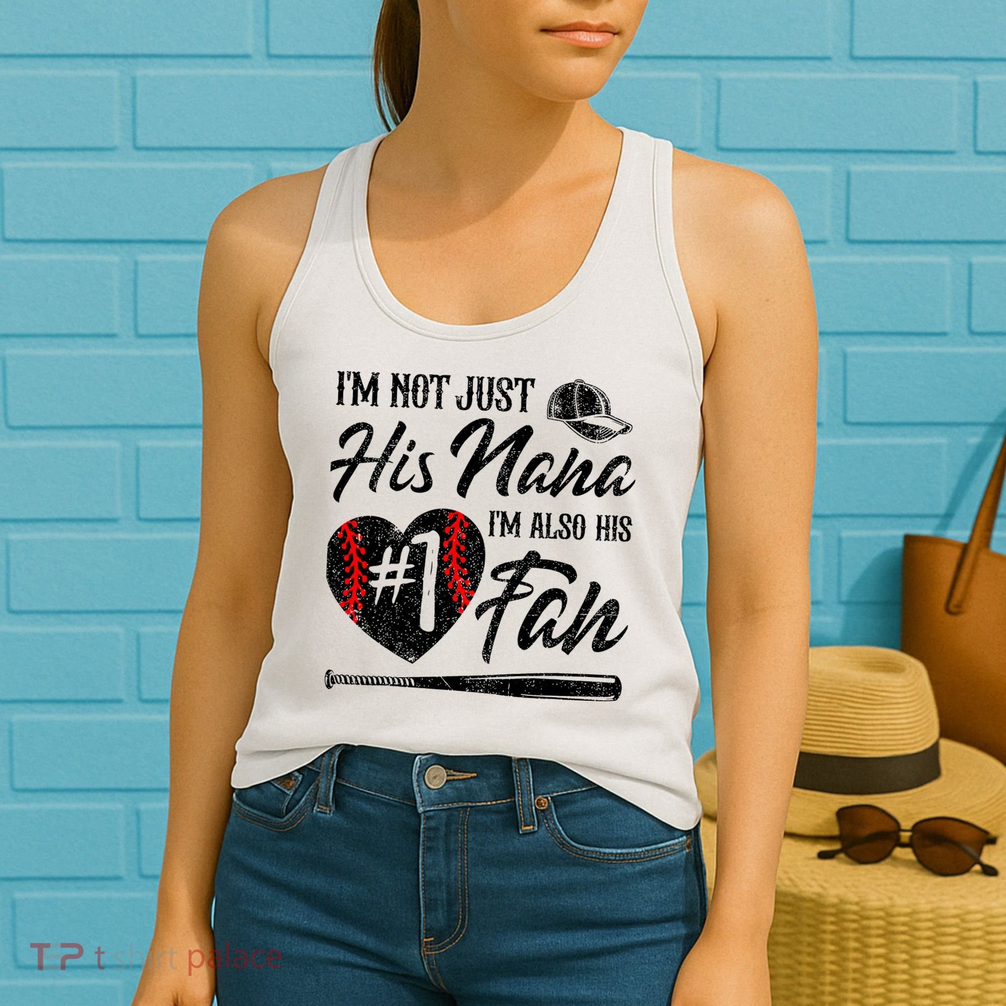 I'm Not Just His Nana I'm His Number One Fan Baseball Cute Women's Tank Top