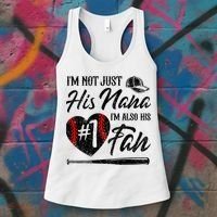 I'm Not Just His Nana I'm His Number One Fan Baseball Cute Women's Tank Top thumb 3