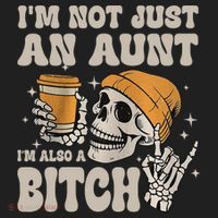 Im Not Just An Aunt Im Also A Bitch Funny Skeleton Auntie Golf Towel thumb 3