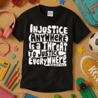 Injustice Anywhere Is A Threat To Justice Everywhere MLK Quote Kids T-Shirt thumb 3