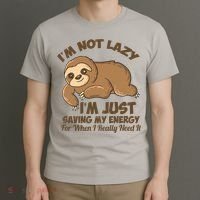 I'm Not Lazy I'm Just Saving My Energy Funny Sloth Saying  T-Shirt thumb 3