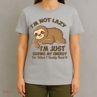 I'm Not Lazy I'm Just Saving My Energy Funny Sloth Saying  T-Shirt thumb 4