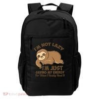 I'm Not Lazy I'm Just Saving My Energy Funny Sloth Saying  Backpack thumb 0