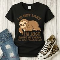 I'm Not Lazy I'm Just Saving My Energy Funny Sloth Saying  Women's T-Shirt thumb 3