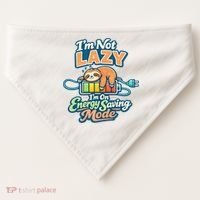 I'm Not Lazy I'm On Energy Saving Mode Funny Sloth USA-Made Doggie Bandana thumb 0