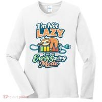 I'm Not Lazy I'm On Energy Saving Mode Funny Sloth Women's Long Sleeve Shirt thumb 0