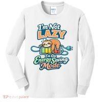 I'm Not Lazy I'm On Energy Saving Mode Funny Sloth Kids Long Sleeve Shirt thumb 0