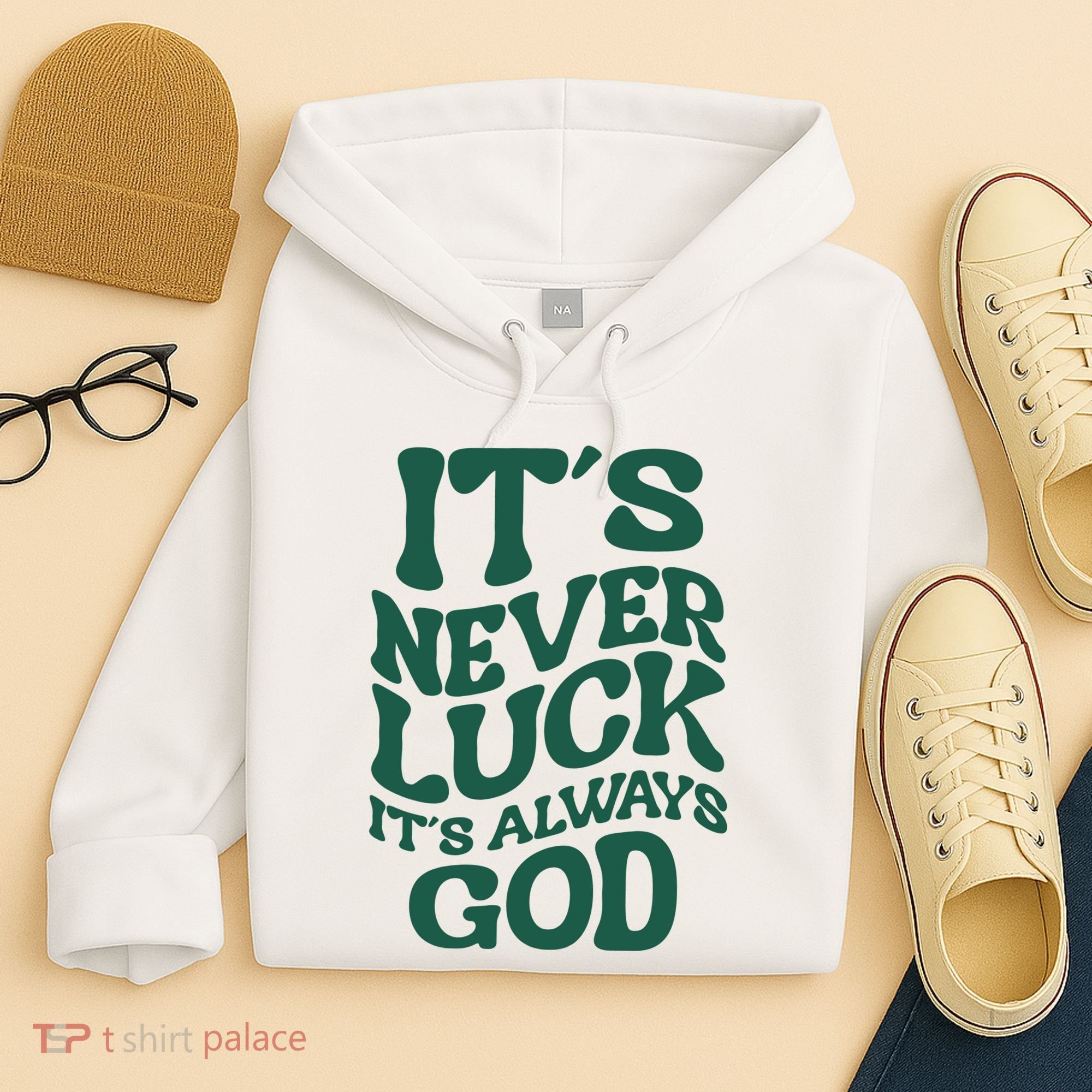 Its Never Luck Its Always God Retro Groovy Hoodie