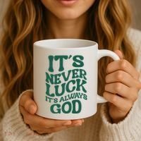 Its Never Luck Its Always God Retro Groovy Coffee Mug thumb 3