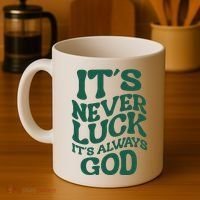 Its Never Luck Its Always God Retro Groovy Coffee Mug thumb 4