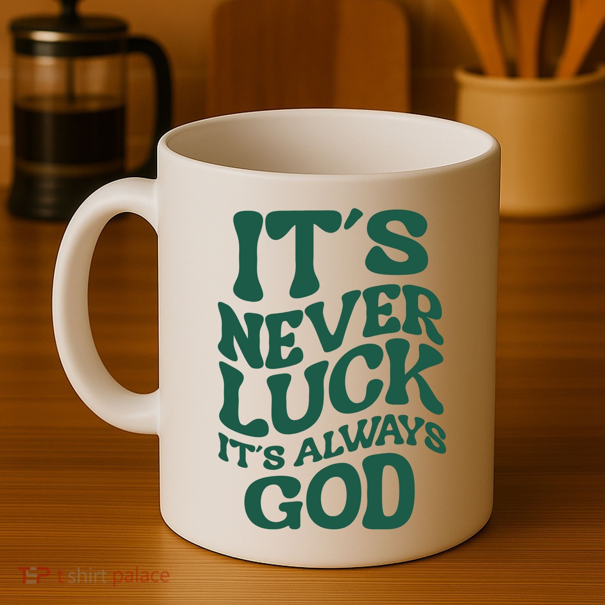 Its Never Luck Its Always God Retro Groovy Coffee Mug