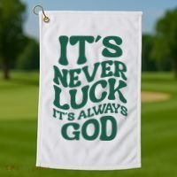Its Never Luck Its Always God Retro Groovy Golf Towel thumb 1