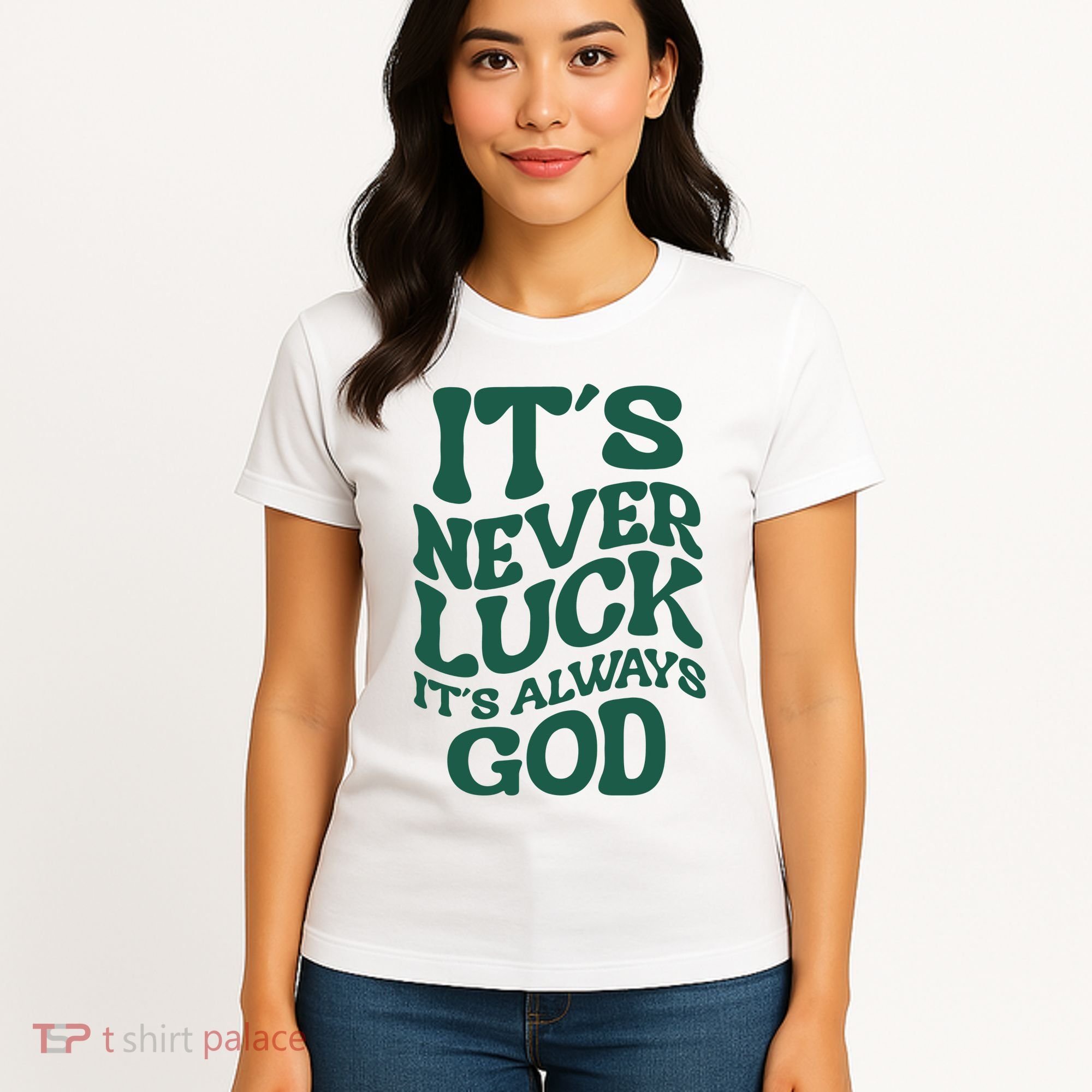Its Never Luck Its Always God Retro Groovy Women's T-Shirt