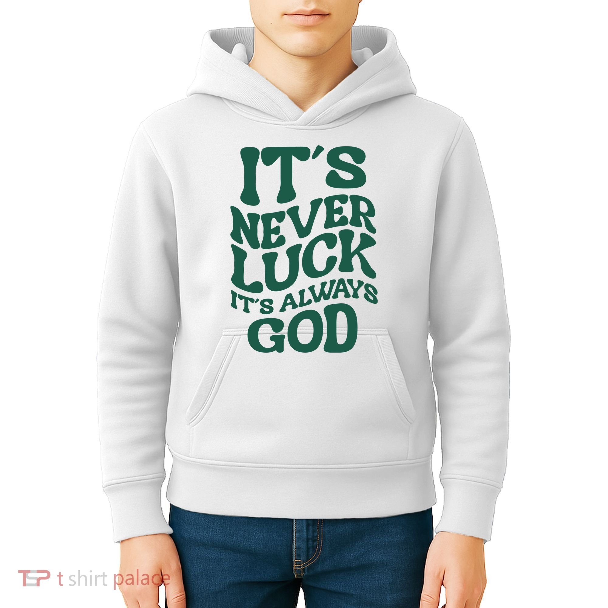 Its Never Luck Its Always God Retro Groovy Kids Hoodie