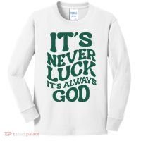 Its Never Luck Its Always God Retro Groovy Kids Long Sleeve Shirt thumb 0