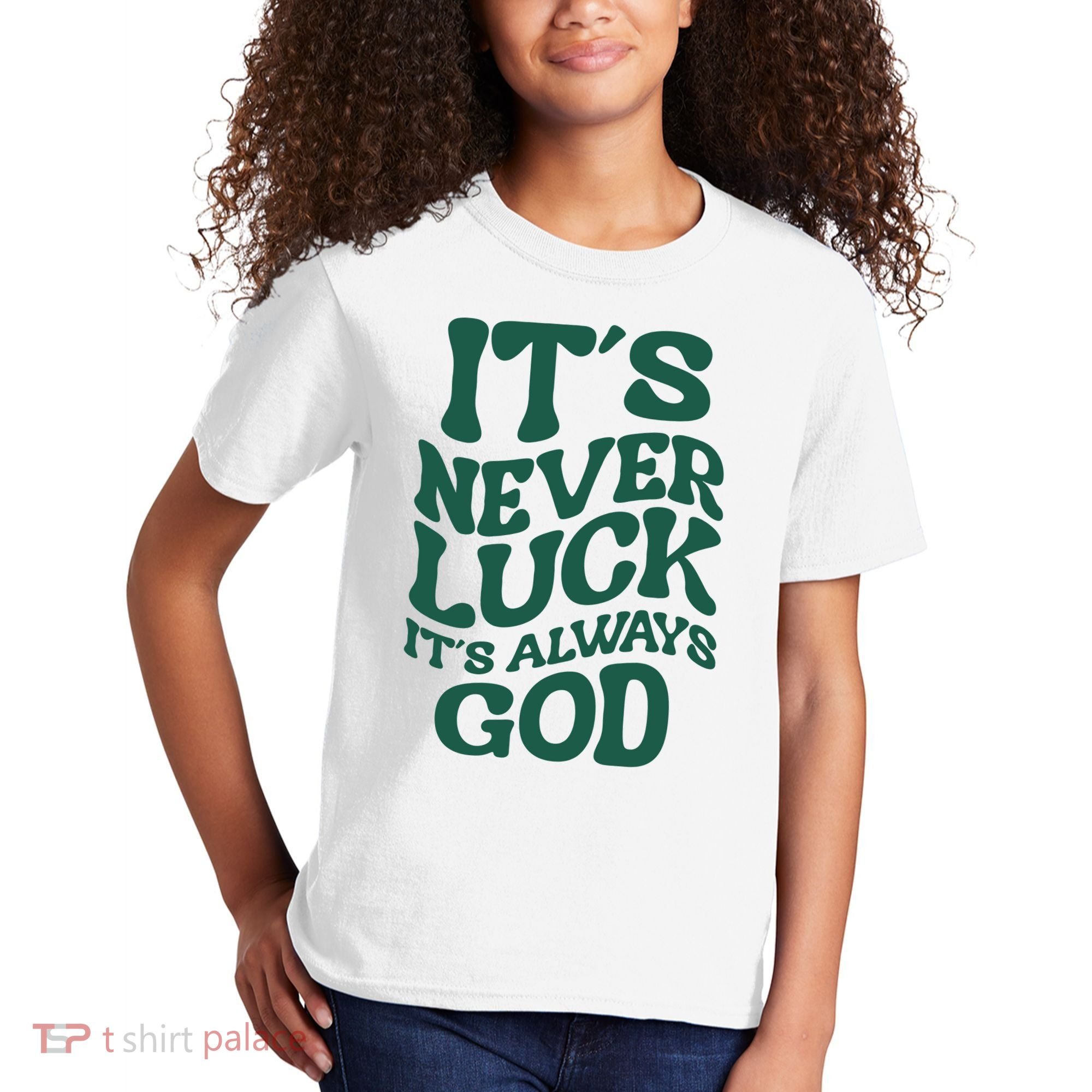 Its Never Luck Its Always God Retro Groovy Kids T-Shirt