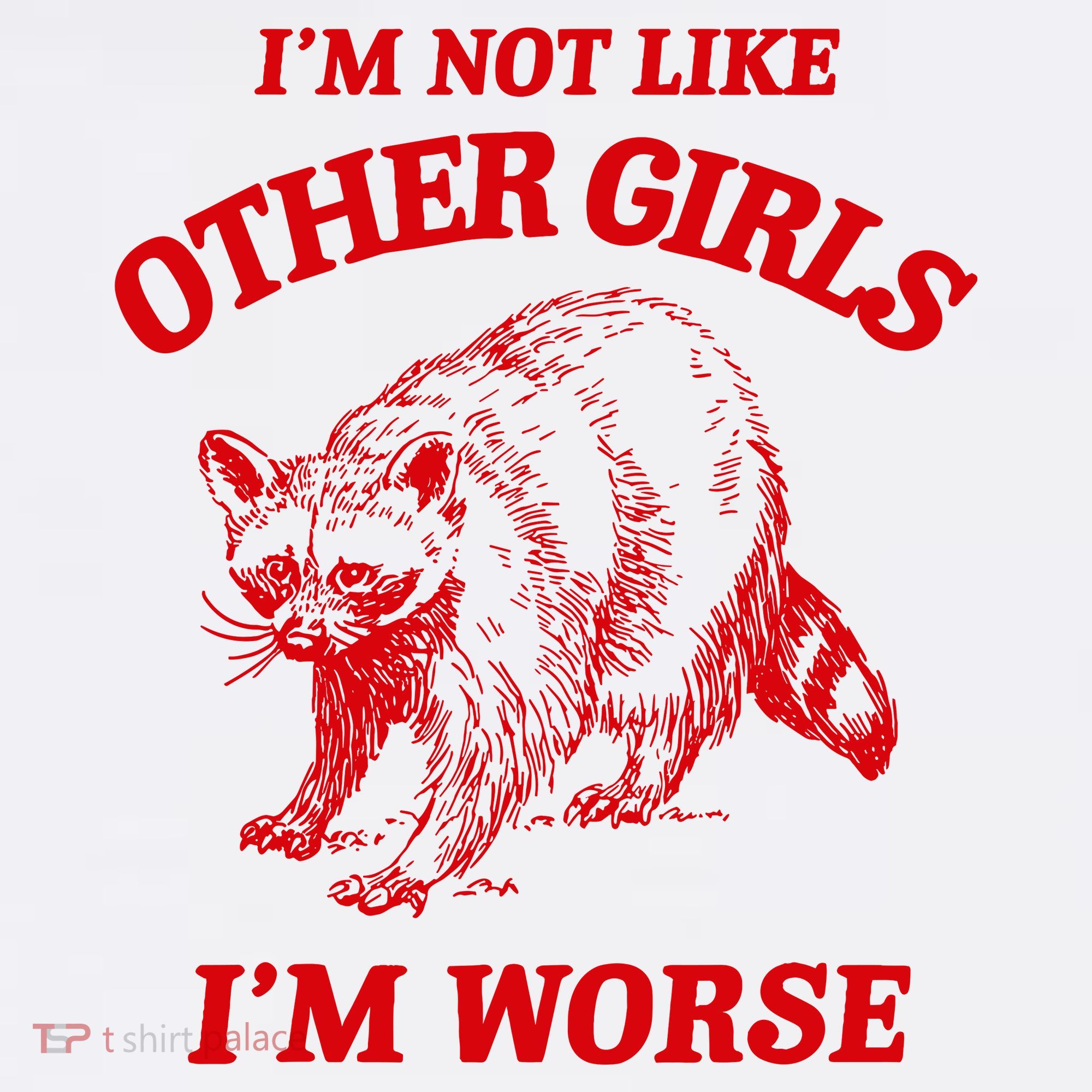 IM Not Like Other Girl IM Worse Possum Raccoon T-Shirt