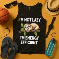 I'm Not Lazy I'm Energy Efficient Funny Sloth Tank Top thumb 4
