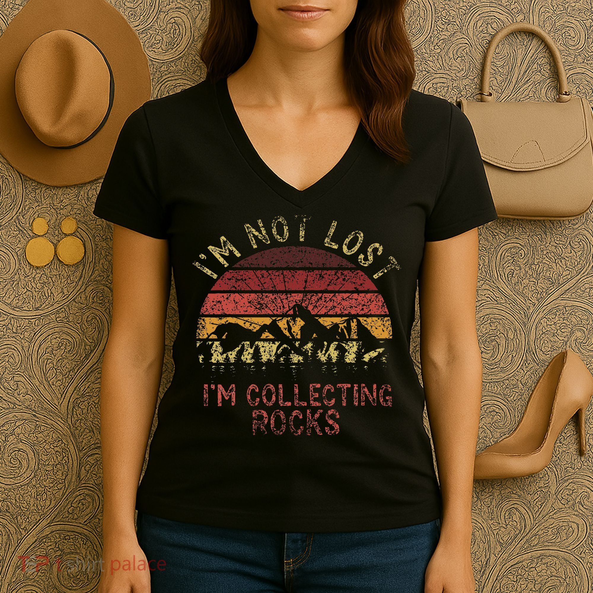 I'm Not Lost I'm Collecting Rocks Geology Stone Geologist Women's V-Neck T-Shirt