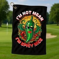 Im Not Mean Im Spicy Nice Sarcastic Humor Sarcasm Funny Gift Golf Towel thumb 1
