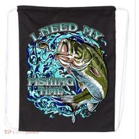 I Need My Fishing Time Drawstring Bag thumb 0