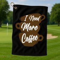 I Need More Coffee Funny Gift Idea For Coffee Lover Golf Towel thumb 1