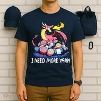I Need More Yarn Funny Dragon Knitting Quilting T-Shirt thumb 6