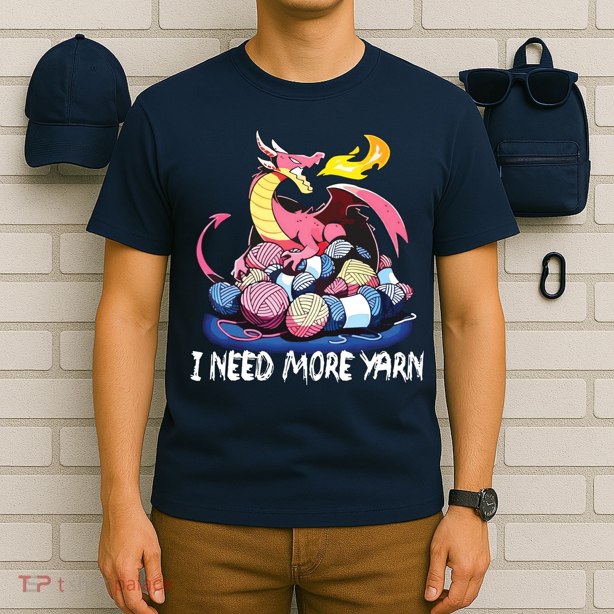 I Need More Yarn Funny Dragon Knitting Quilting T-Shirt