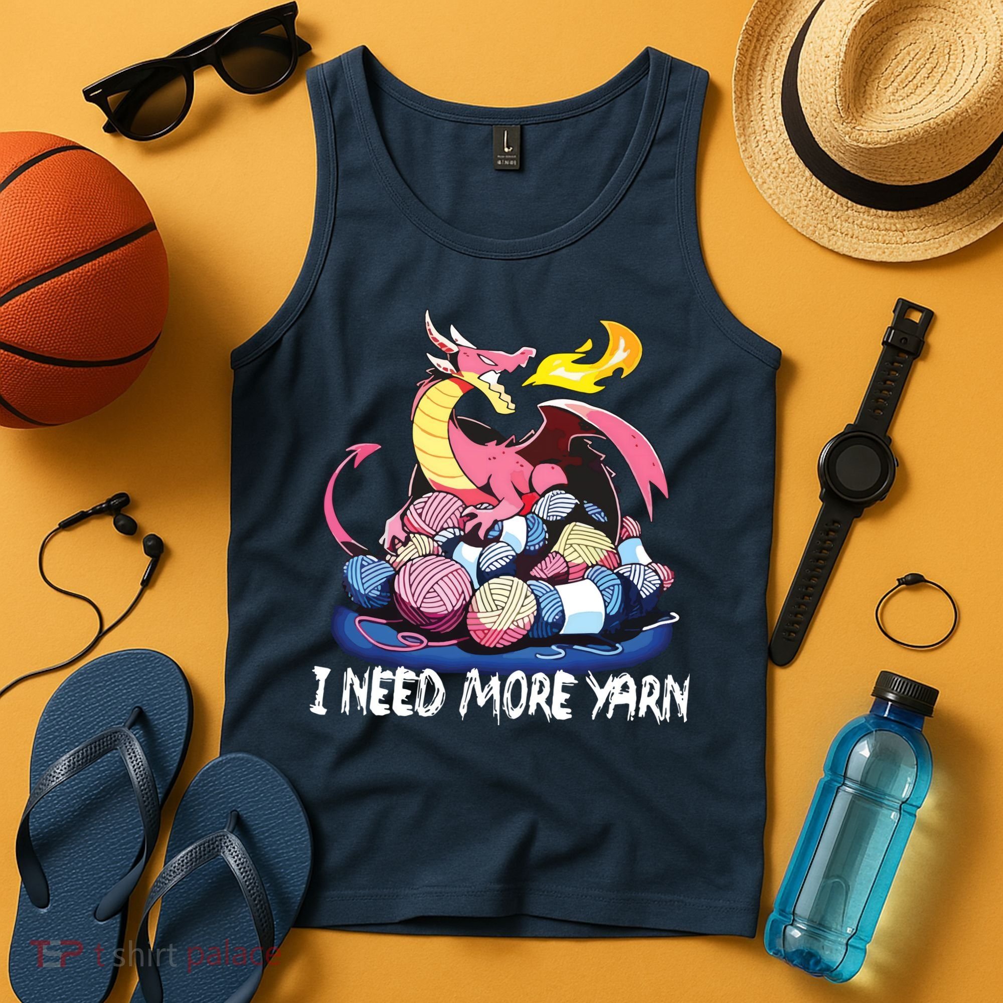 I Need More Yarn Funny Dragon Knitting Quilting Tank Top