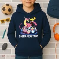 I Need More Yarn Funny Dragon Knitting Quilting Kids Hoodie thumb 2