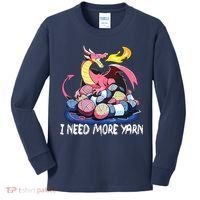 I Need More Yarn Funny Dragon Knitting Quilting Kids Long Sleeve Shirt thumb 0