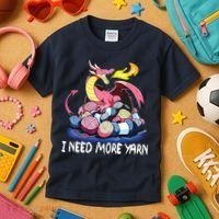 I Need More Yarn Funny Dragon Knitting Quilting Kids T-Shirt thumb 3