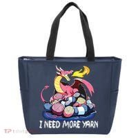 I Need More Yarn Funny Dragon Knitting Quilting Tote Bag thumb 0