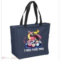 I Need More Yarn Funny Dragon Knitting Quilting Tote Bag thumb 2