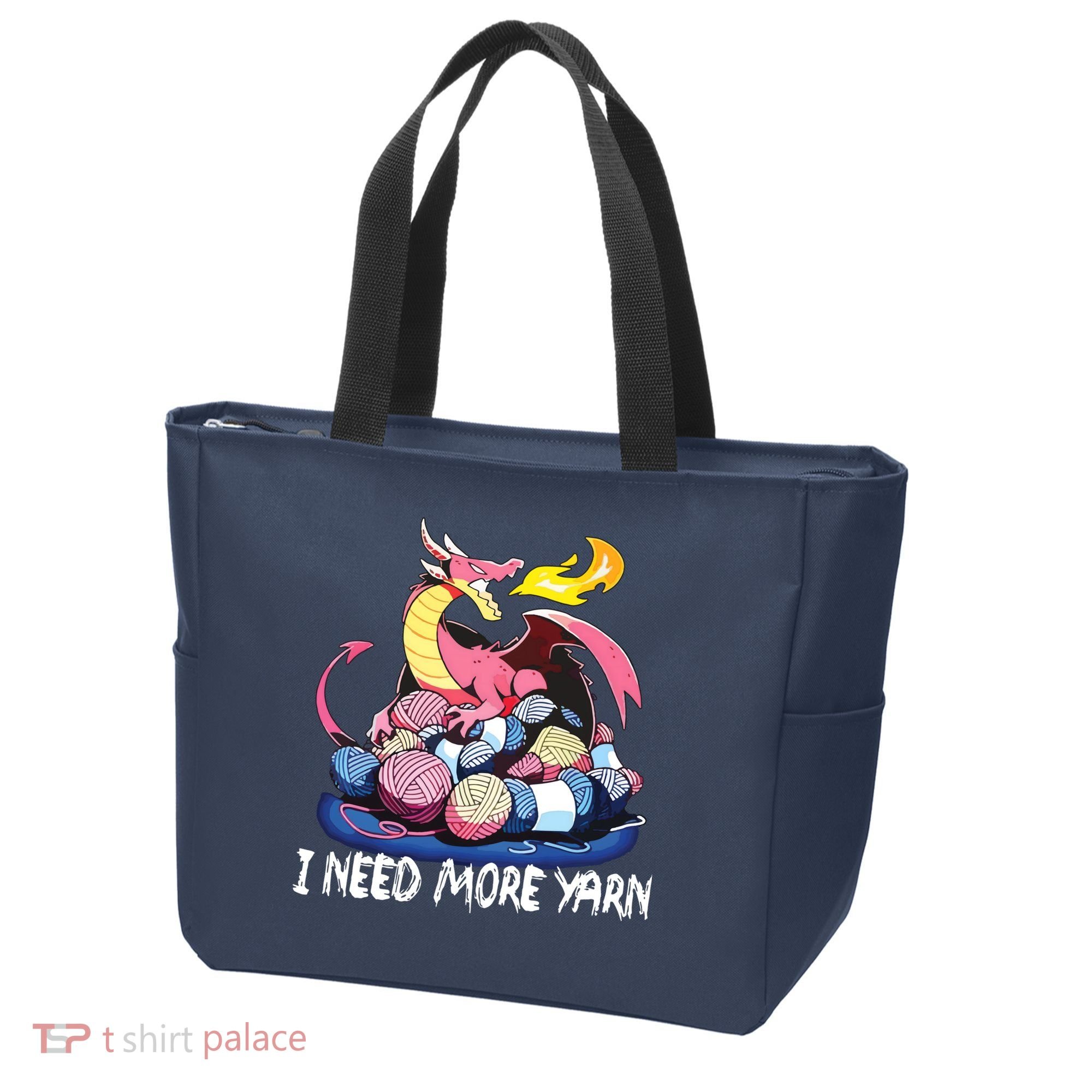 I Need More Yarn Funny Dragon Knitting Quilting Tote Bag