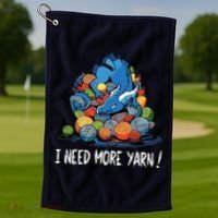 I Need More Yarn Dragon Golf Towel thumb 1