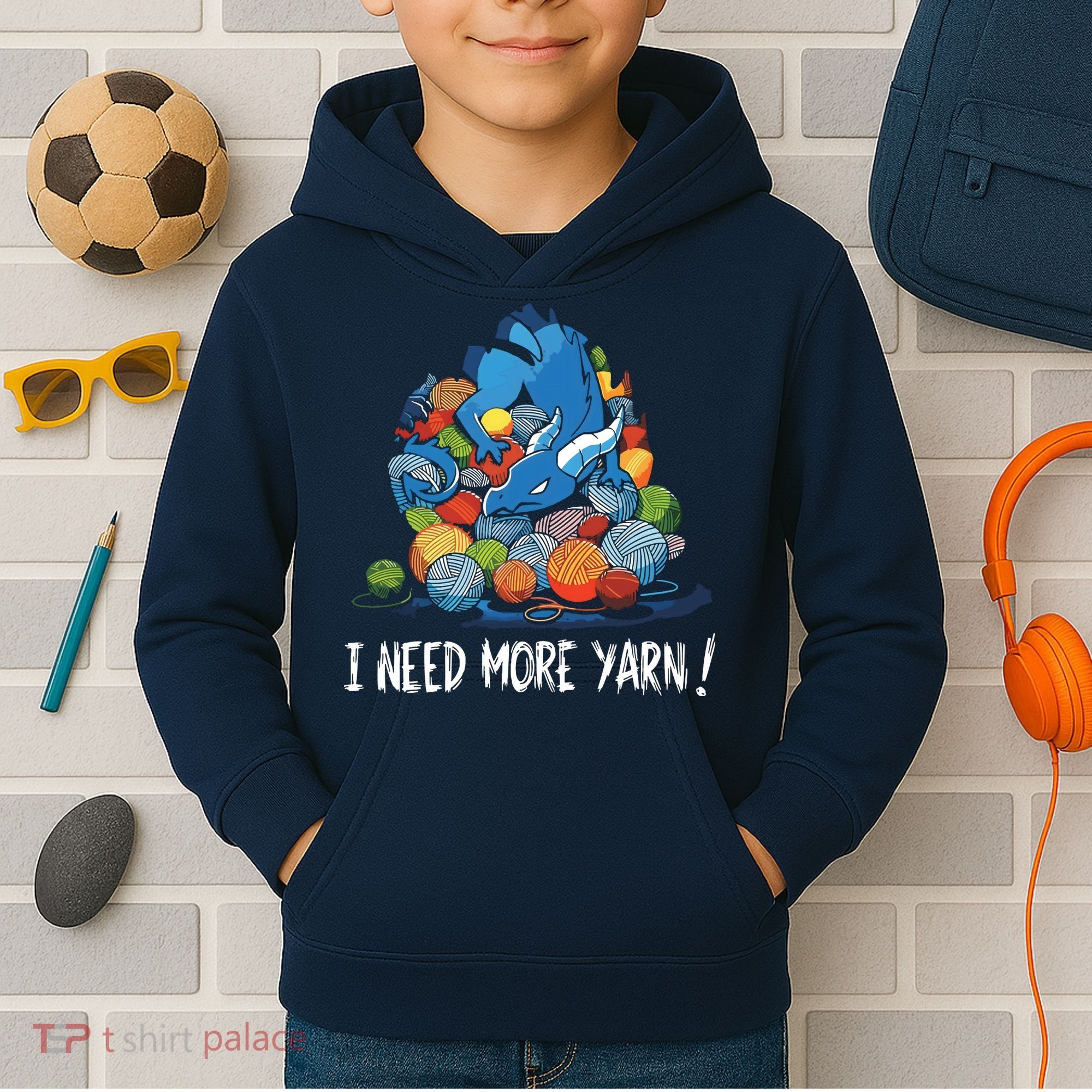I Need More Yarn Dragon Kids Hoodie