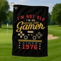IM Not Old IM A Skilled Gamer 1976 Videogame Gaming Funny Gift Golf Towel thumb 1