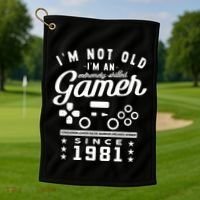 IM Not Old IM A Skilled Gamer 1981 Videogame Gaming Gift Golf Towel thumb 1