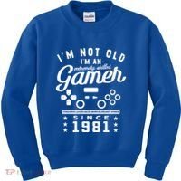 IM Not Old IM A Skilled Gamer 1981 Videogame Gaming Gift Kids Sweatshirt thumb 0