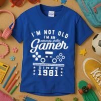 IM Not Old IM A Skilled Gamer 1981 Videogame Gaming Gift Kids T-Shirt thumb 3