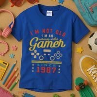 IM Not Old IM A Skilled Gamer 1987 Videogame Gaming Gift Kids T-Shirt thumb 3