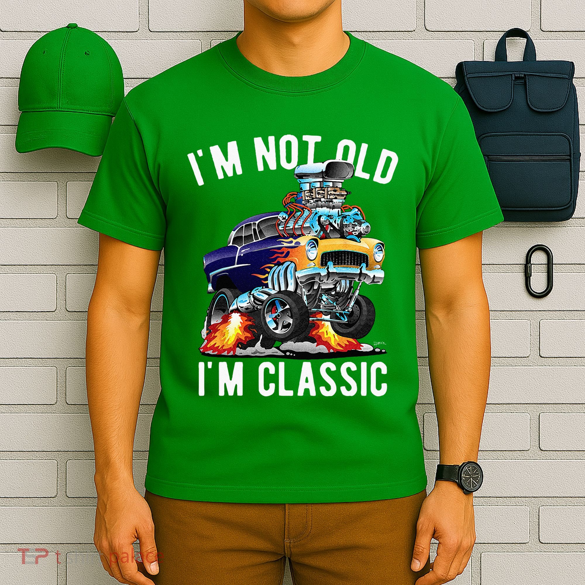 Im Not Old Im Classic Funny Hotrod Classic Car Cartoon T-Shirt