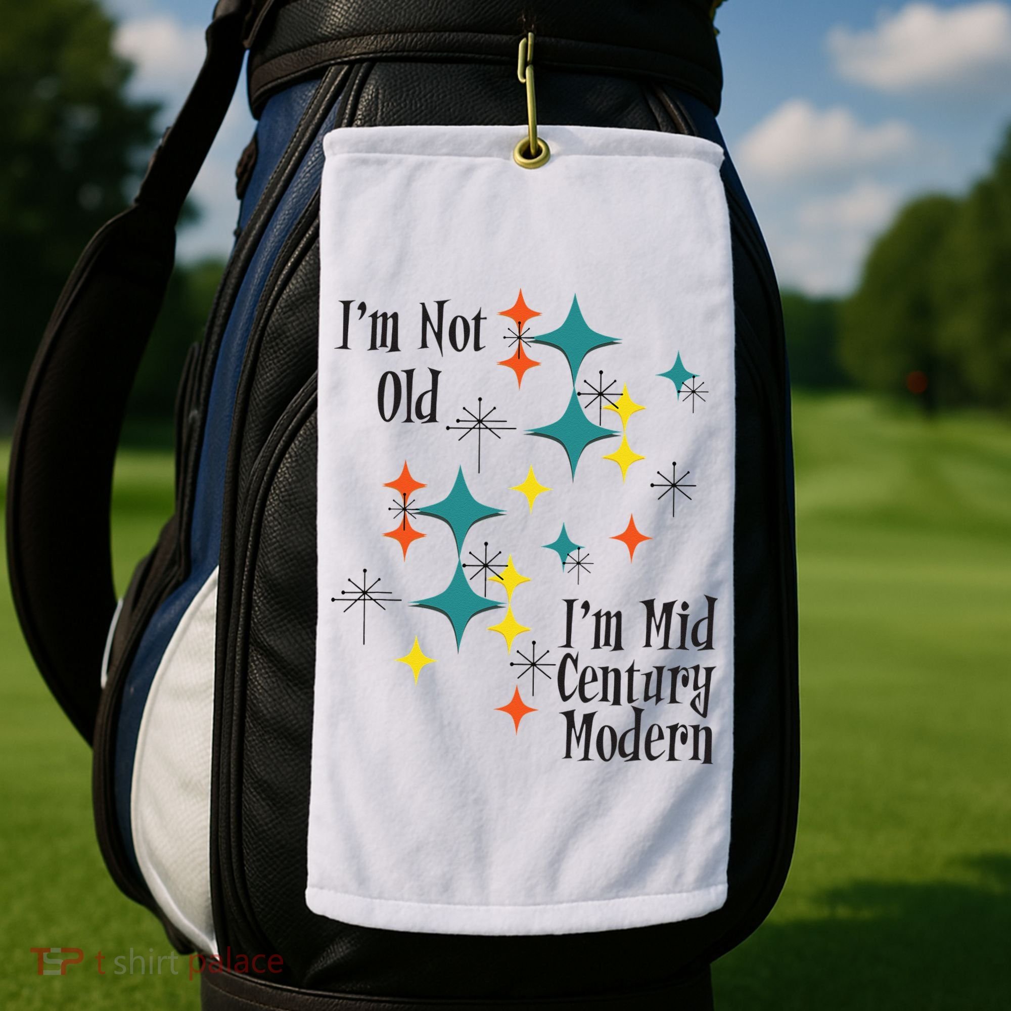 I'm Not Old I'm Mid Century Modern Space Age Birthday Funny Golf Towel