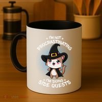 IM Not Procrastinating IM Doing Side Quests Funny Rpg Cat Coffee Mug thumb 4