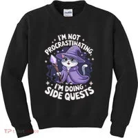 IM Not Procrastinating IM Doing Side Quests Funnycat Kids Sweatshirt thumb 0