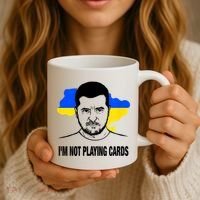 I;M Not Playing Cards Zelensky Ukrainian Flag Coffee Mug thumb 3
