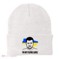 I;M Not Playing Cards Zelensky Ukrainian Flag Beanie thumb 0